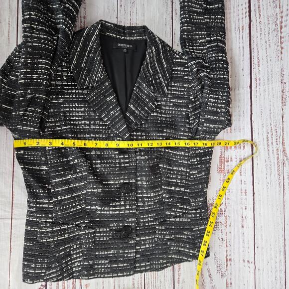 Lafayette 148 Black White Crop Tweed Blazer 10 Petite Prep Academia Quiet Money - Picture 10 of 13